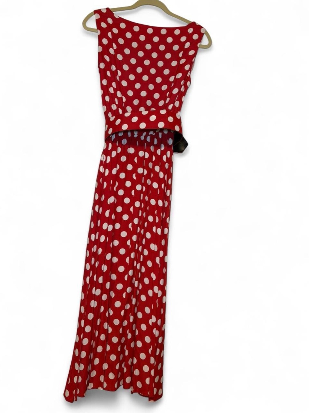 Vintage 90s Dawn Joy Red & white Polka Dot Maxi Dress - Picture 8 of 8